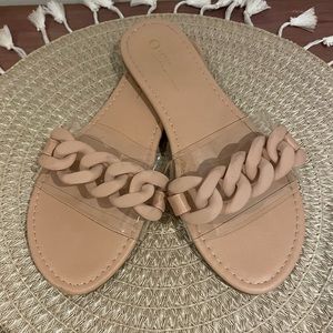 Chunky Chain Clear Strap Sandals